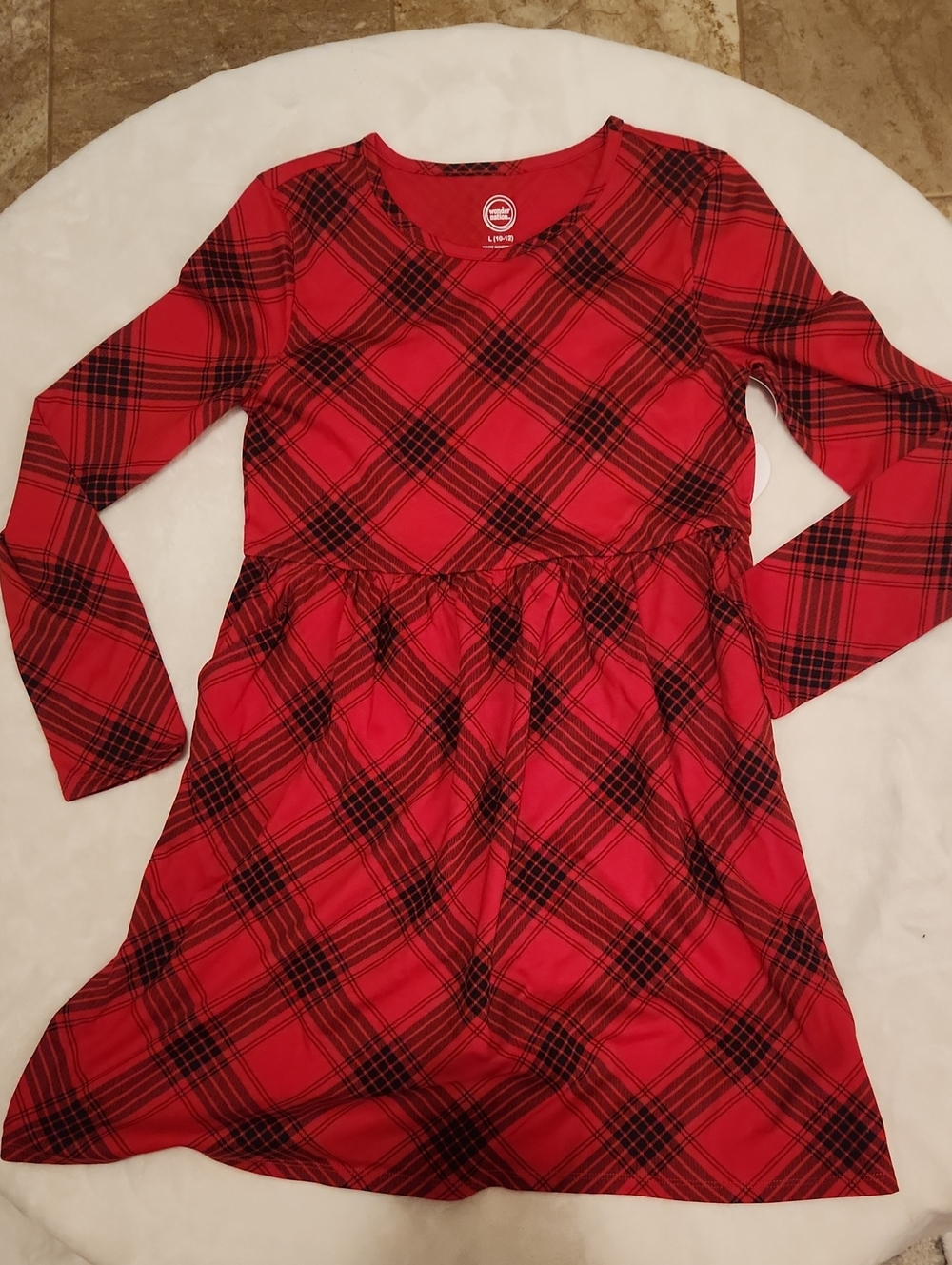 Red Plaid Long Sleeve Dress